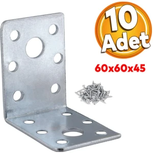 Mobilya Köşe Bağlantı Sabitleme L Demir Deprem Dolap Duvar Birleştirme Gönye 60X60X45 mm (10 Adet)