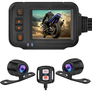 Motosiklet Araç Sı, 2 Inç IPS Ekran 1080P + 720P Çift Ahd Bisiklet Dashcam G-Sensor Park Modu Sürüş Kaydedici Siyah (Yurt Dışından)