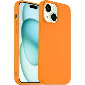 Apple iPhone 15 Plus Kılıf Kadife Lansman Soft Yumuşak Silikon Kamera Korumalı Kapak Orange