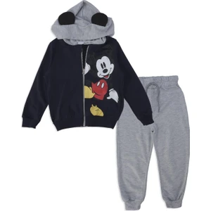 Erkek Çocuk Mickey Mouse Baskılı Kapüşonlu 2'li Alt Üst Takım