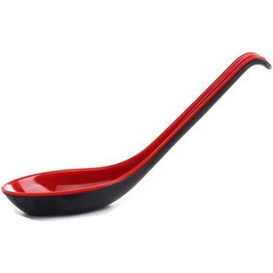 Xin Yue Zhang 10 Adet Kırmızı ve Siyah Asya Çorba Kaşığı Kanca-Çin Tarzı Kaşık, Pirinç Pho Ramen Şehriye Çorbaları Için Mükemmel (Yurt Dışından)