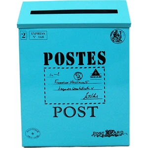 Xin Yue Zhang Posta Kutusu Vintage Duvara Montaj Posta Kutusu Sonrası Mektup Kutusu Dış Antika Metal Posta Kutusu Pasa Dayanıklı Posta Tutucu Mavi (Yurt Dışından)