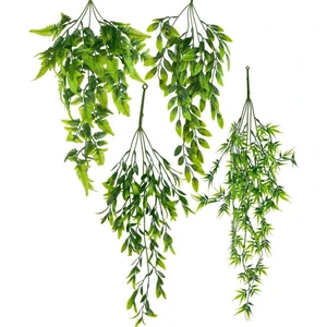 Yapay Çiçek 4lü Set Sarkan Boston Fejka Bambu Şimşir 60CM 5dallı Yapay Sarmaşık Yeşil