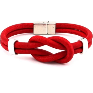 Kırmızı Alaçatı Düğüm Orjinal Deri Erkek Bileklik M052D