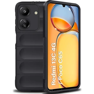 M.TK Moveteck Xiaomi Poco C65 Kılıf Mat Hisli Dalgalı Elde Kaymaz Parmak Izi Yapmaz Içi Kadife Yumuşak Silikon
