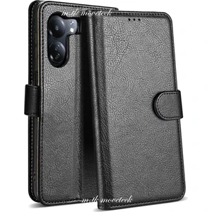 M.TK Moveteck Xiaomi Poco C65 Kılıf 360 Tam Kaplar Deri Dokulu Kapaklı Cüzdan Standlı Kartvizitli Tank Zırh Kapak