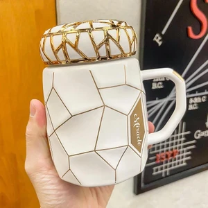 Mozaik Tasarımlı Seramik Kapaklı Sıcak Tutan Kupa Bardak Fincan Mug Mini Motivasyon Termos 500 Ml.