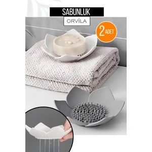 2'li Elastik Lotus Kaydırmaz Katı Sabunluk ve Süngerlik Silikon