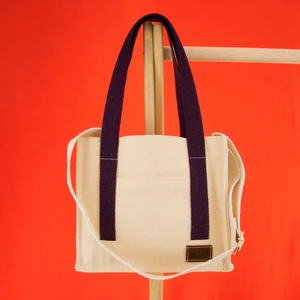 Mor Mini Tote Bag, Ön Cep Detaylı, 25 x 20 Cm, Ayarlanabilir Omuz Askılı Kadın Kol ve Omuz Çantası
