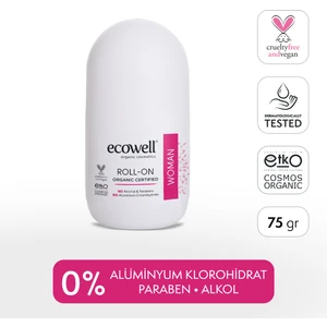 Kadın Roll-on Deodorant, Organik & Vegan Sertifikalı, Dermatolojik Olarak Test Edilmiştir, 75ml