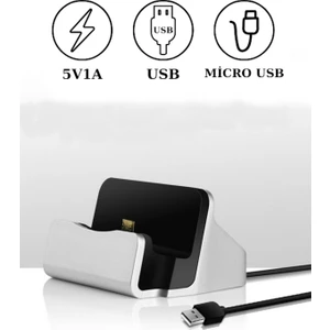 Masaüstü Micro USB Dock Şarj & Data Istasyonu Telefon Şarj Kablo Stand USB Çıkışlı 2ın1