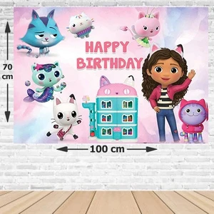 Parti Dükkanım Gabby's Dollhouse Doğum Günü Afişi Fotosuz 70*100 cm