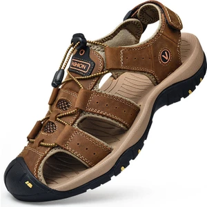 Huang Shoping Erkek Günlük Deri Plaj Sandaleti (Yurt Dışından)