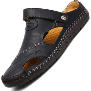 Huang Shoping Erkek Günlük Deri Plaj Sandaleti (Yurt Dışından)