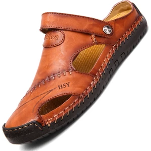 Huang Shoping Erkek Günlük Deri Plaj Sandaleti (Yurt Dışından)