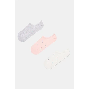 3 Çift Pamuklu Mini Puantiye Desenli Sneaker Çorap