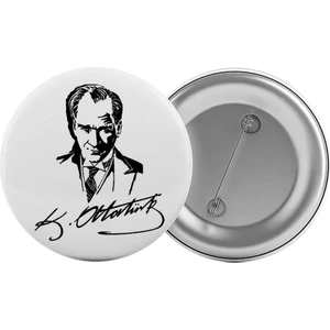 Satürn Design Atatürk Imzası Çanta Rozeti 20 Adet En Büyük Boy 5.8cm Iğneli Broş