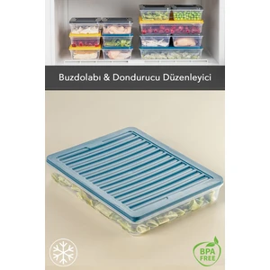 Meleni Home Buzdolabı Organizer Mikrodalga ve Difrize Uygun Saklama Kabı Petrol 1 x 2400ML
