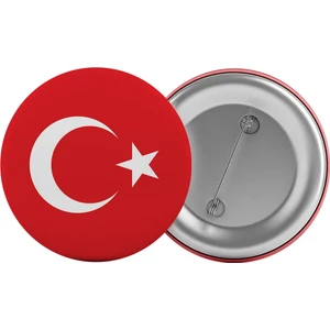 Satürn Design Türk Bayrağı Çanta Rozeti 20 Adet En Büyük Boy 5.8cm Iğneli Broş