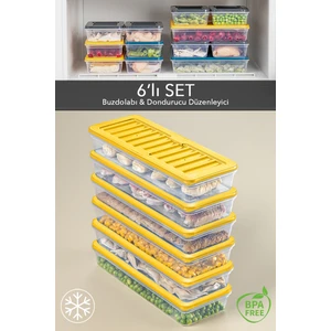 Meleni Home 6'lı Buzdolabı Organizer Mikrodalga ve Difrize Uygun Saklama Kabı Sarı 6 x 1170 ml