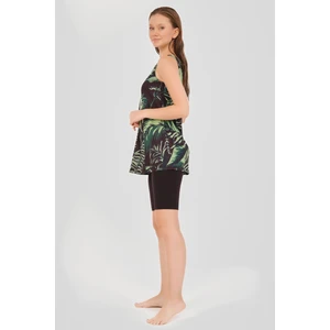 Desenli Askılı Yarı Kapalı Mayo