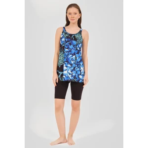 Desenli Askılı Yarı Kapalı Mayo