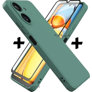 M.TK Moveteck Xiaomi Poco C65 Kılıf Kamera Korumalı Yumuşak Silikon + 9h Ekran Koruyucu Cam 2'li Set