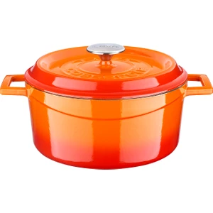 Döküm Yuvarlak Tencere (Ø)24 Cm. Iç Krem, Turuncu