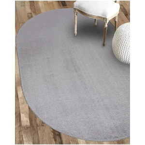 Enva Home Jel Taban Yıkanabilir Peluş Oda Ve Koridor Overloklu Uzun Tüylü Oval Halı Gri