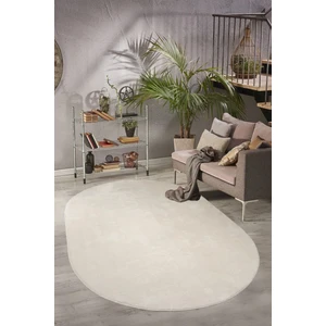 Enva Home Jel Taban Yıkanabilir Peluş Oda Ve Koridor Overloklu Uzun Tüylü Oval Halı Krem