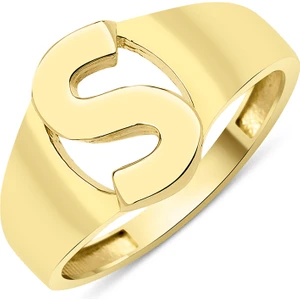 Fiyonk Kuyumculuk 14 Ayar Altın Taşsız S Harfli Yüzük