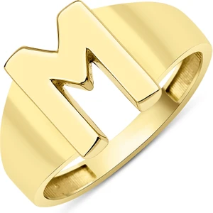 Fiyonk Kuyumculuk 14 Ayar Altın Taşsız M Harfli Yüzük