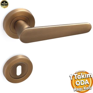 Kayı Antik Sarı Oda Kapı Kolu Daire Rozetli Sürgülü ve Çelik Kapı Kulpu Uyumlu Sağ Sol Uygun Kolları