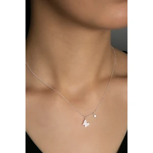 Elika Silver Kadın Yıldız Detaylı Kelebek Model 925 Ayar Gümüş Kolye