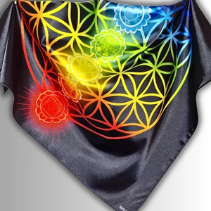 Pozitif Marka Yaşam Çiçeği Etnik Çakra Siyah Fular