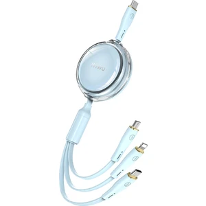 Makaralı Data ve Şarj Kablosu Wiwu WI-C023 Vigor Serisi 3in1 Type-C Lightning Micro 100W 1.5m Mavi
