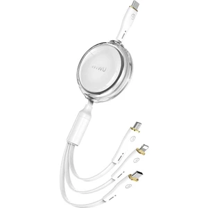 WI-C023 Vigor Serisi 3in1 Type-C Lightning Micro Makaralı Data ve Şarj Kablosu 100W 1.5m Beyaz