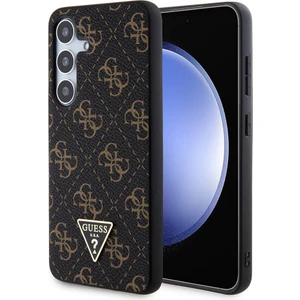 Galaxy S24 Plus Uyumlu Kılıf Guess Lisanslı Pu Üçgen Logo 4g Desenli Kapak Siyah