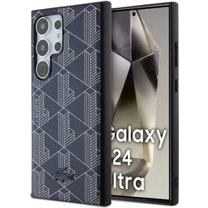 Galaxy S24 Ultra Kılıf Lacoste Lisanslı Magsafe Özellikli Pu Deri Görünüm Monogram Desenli Lacivert