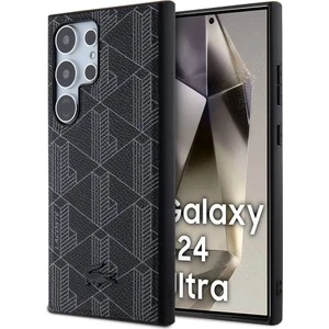 Galaxy S24 Ultra Kılıf Lacoste Lisanslı Magsafe Özellikli Pu Deri Görünümlü Monogram Desenli Siyah