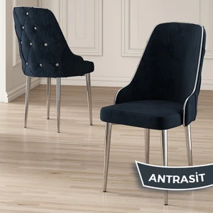 Concept Krax Serisi  Babyface Kumaş Yemek Odası Sandalye Gümüş Metal Ayak 1 Adet Sandalye