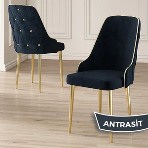 Concept Krax Serisi  Babyface Kumaş Yemek Odası Sandalyesi Gold Metal Ayak 1 Adet Sandalye