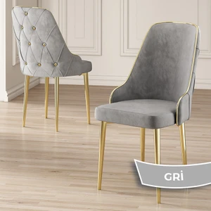 Concept Krax Serisi  Babyface Kumaş Yemek Odası Sandalyesi Gold Metal Ayak 1 Adet Sandalye