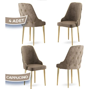 Concept Krax Serisi  Babyface Kumaş Mutfak Sandalyesi Gold Metal Ayak 4 Adet Sandalye