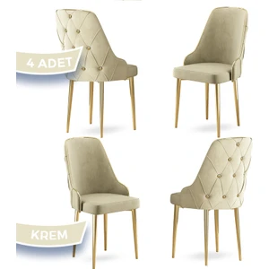 Concept Krax Serisi  Babyface Kumaş Mutfak Sandalyesi Gold Metal Ayak 4 Adet Sandalye