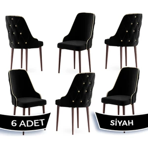 Concept Krax Serisi 1.sınıf Babyface Kumaş Yemek Odası Sandalyesi Kahve Metal Ayak 6 Adet Sandalye