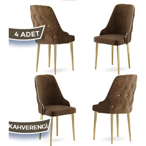 Concept Krax Serisi, 1.sınıf Babyface Kumaş Mutfak Sandalyesi, Gold Metal Ayak, 4 Adet Sandalye