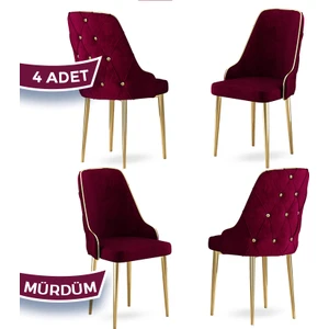 Concept Krax Serisi, 1.sınıf Babyface Kumaş Mutfak Sandalyesi, Gold Metal Ayak, 4 Adet Sandalye