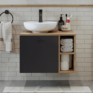 Ayaksız Lavabolu Mdflam 65 cm Çekmeceli Banyo Dolabı