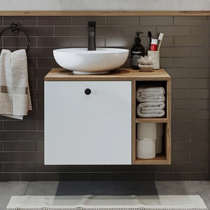Ayaksız Lavabolu Mdflam 65 cm Çekmeceli Banyo Dolabı